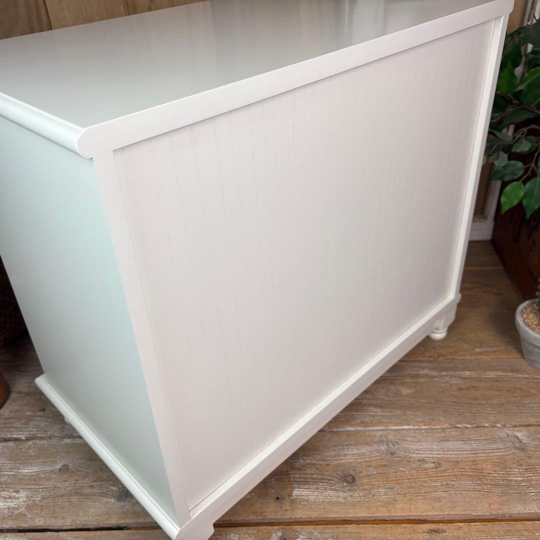 フレンチカントリー北欧調ホワイトチェスト三段四つ引き木製洋タンス収納家具飾り台