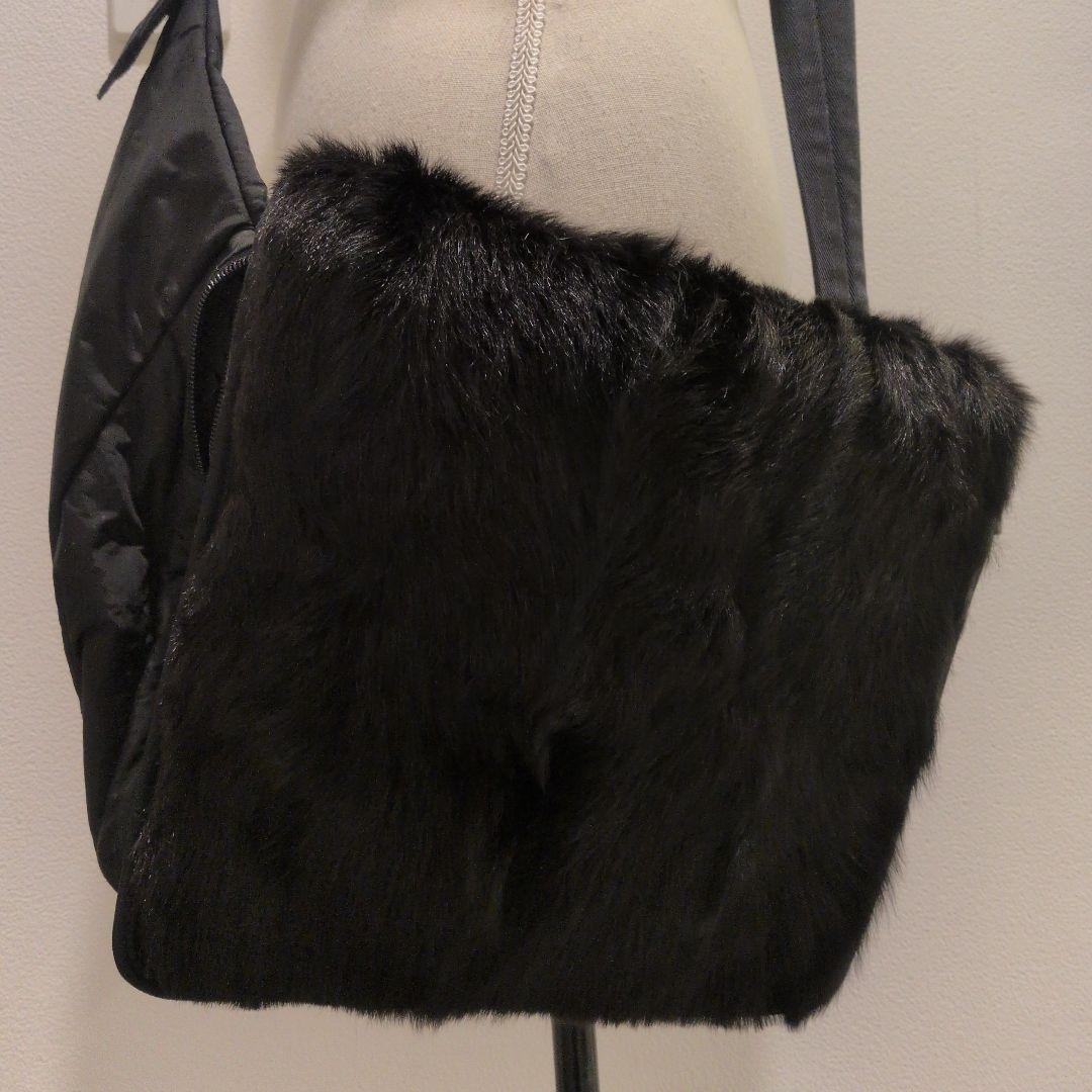 三*形様 極美品 PRADA 1999AW 高級ファー切替 ショルダーバッグ ブ