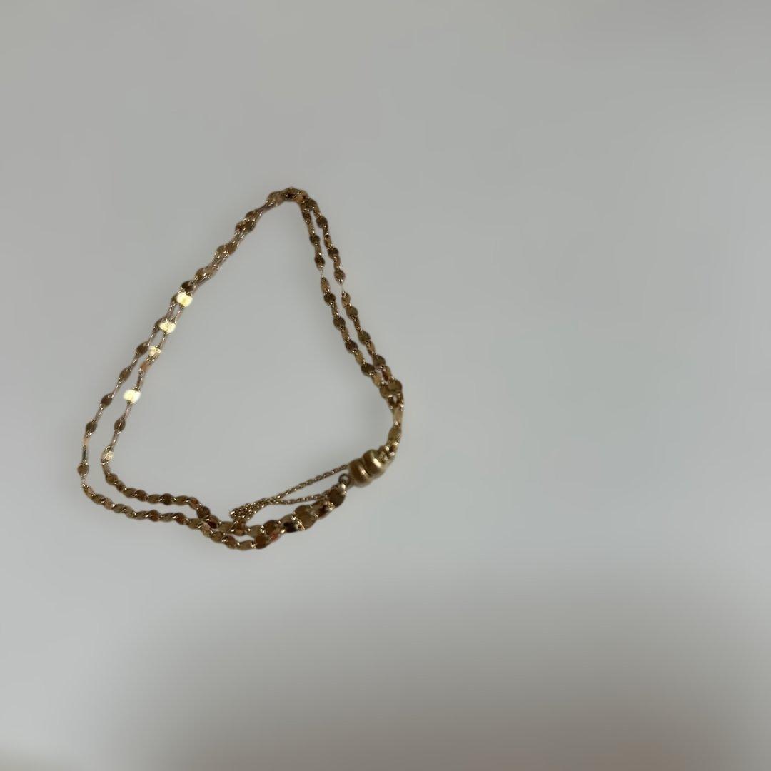 K10YGペタルチェーン2連ブレスレット　マグネット金具付き　中古品