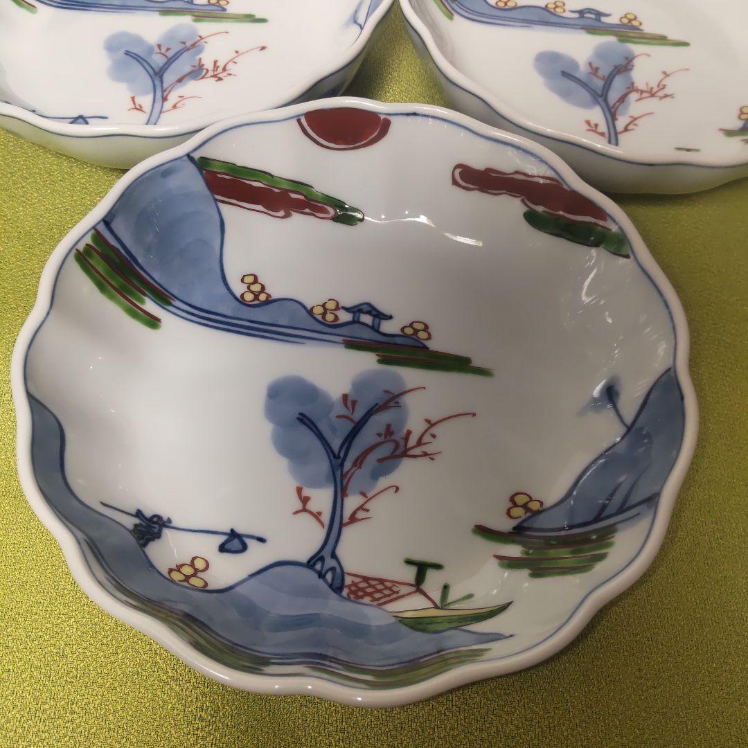 源右衛門 盛り皿 5枚組 染錦 山水図 皿 鉢