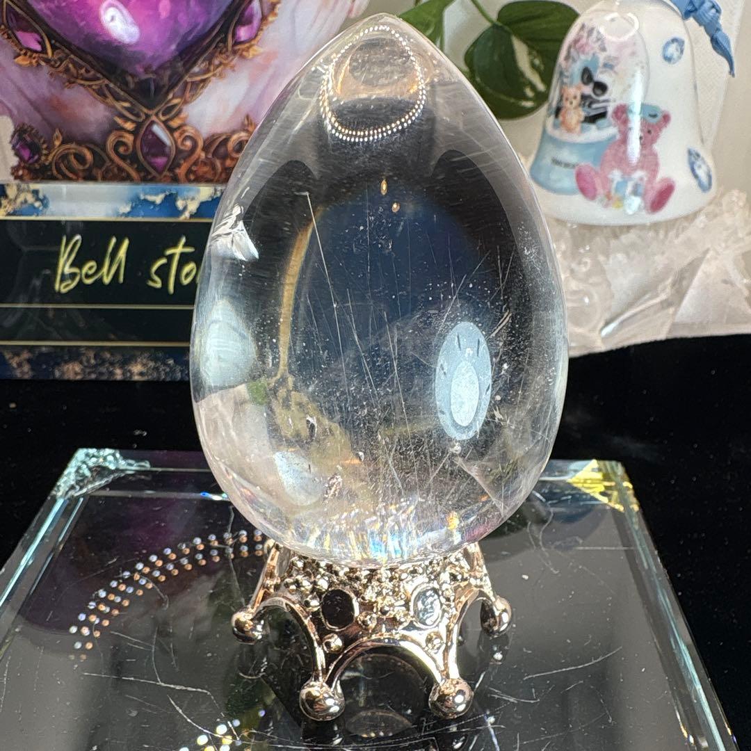 高品質 クォーツINクォーツBIGたまご♡シルバールチル共生♡No.2594