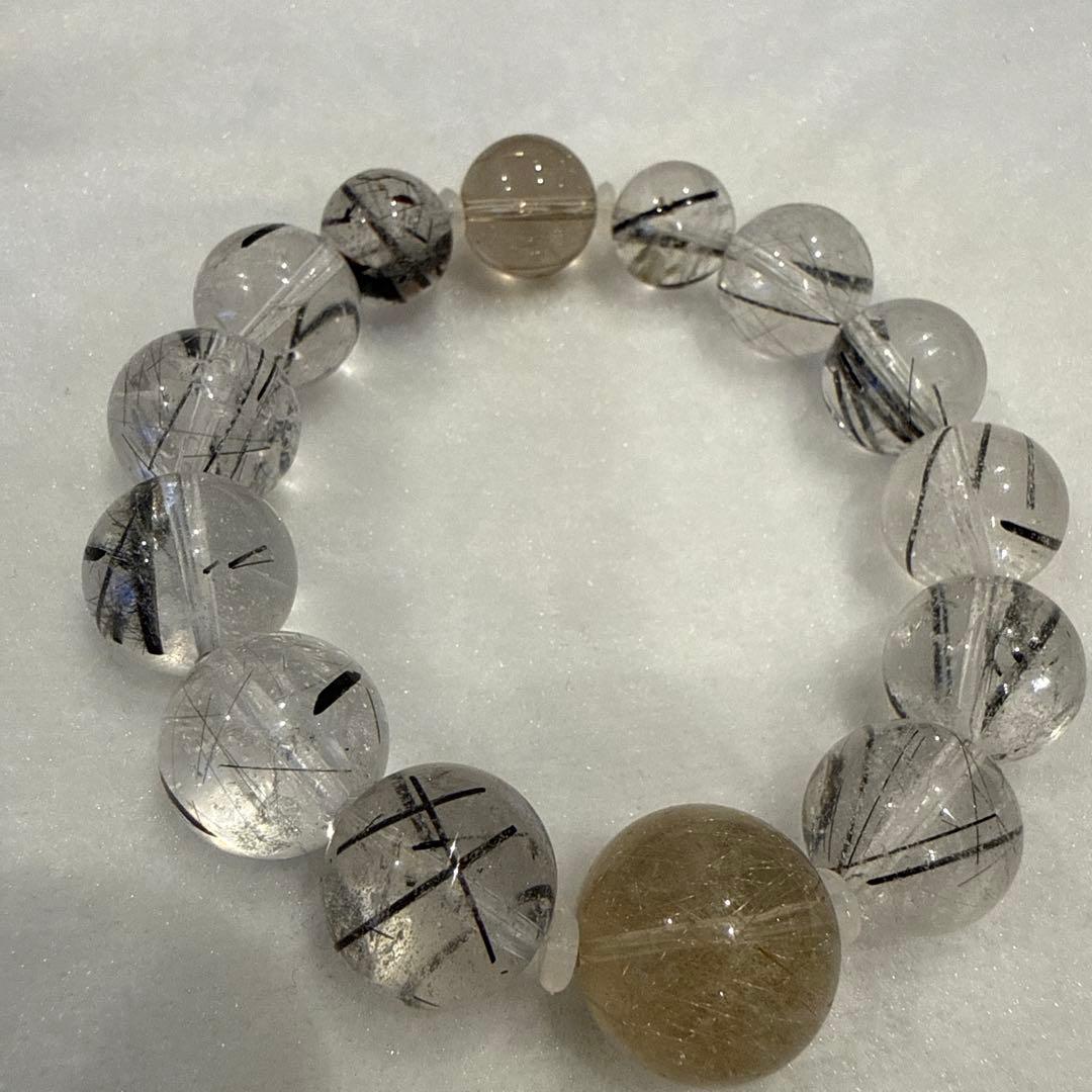 ブラックルチル、ゴールドルチル天然石ブレスレット