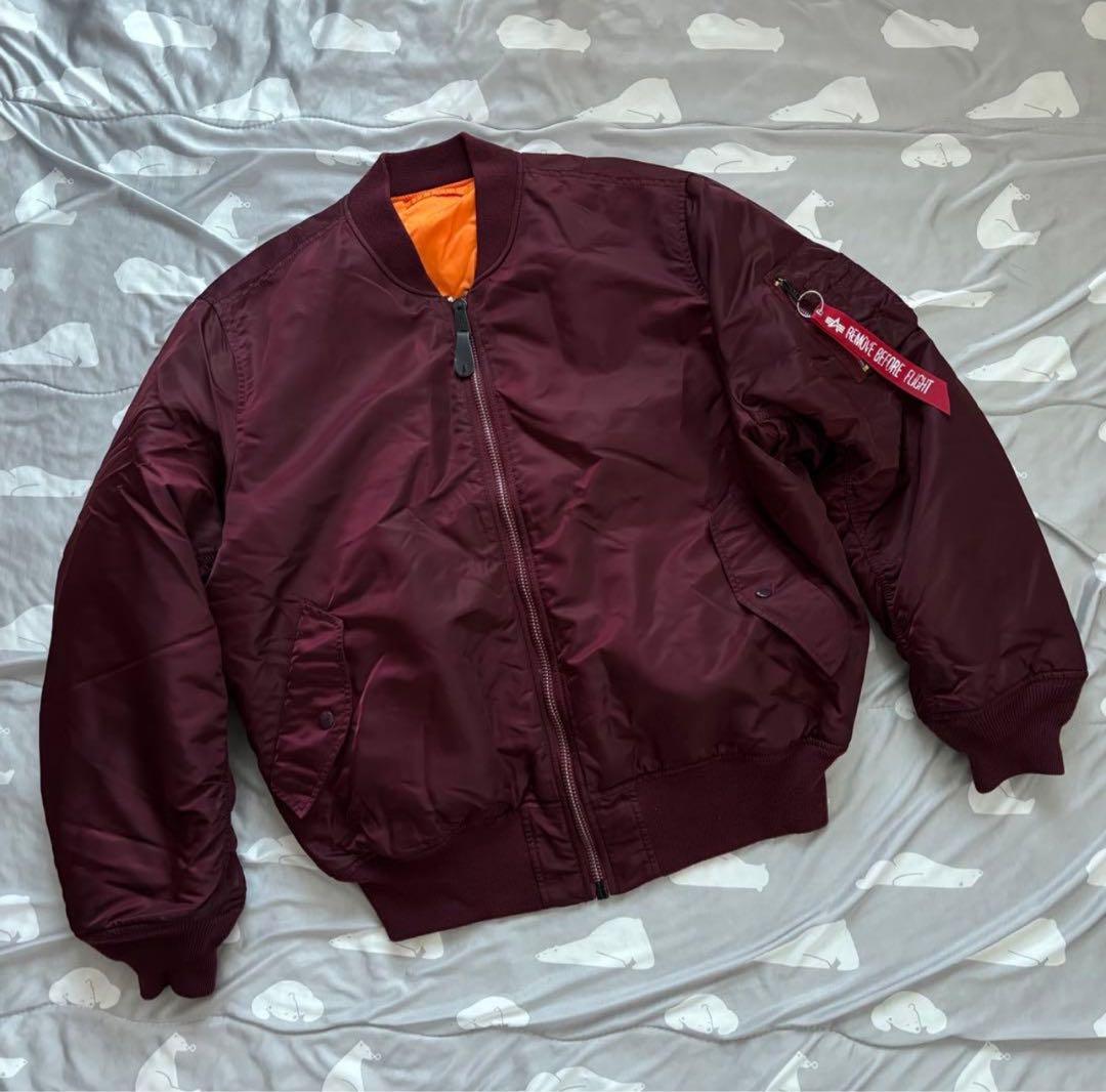 美品 希少ボルドー 希少3L ALPHA INDUSTRIES MA-1 レッド