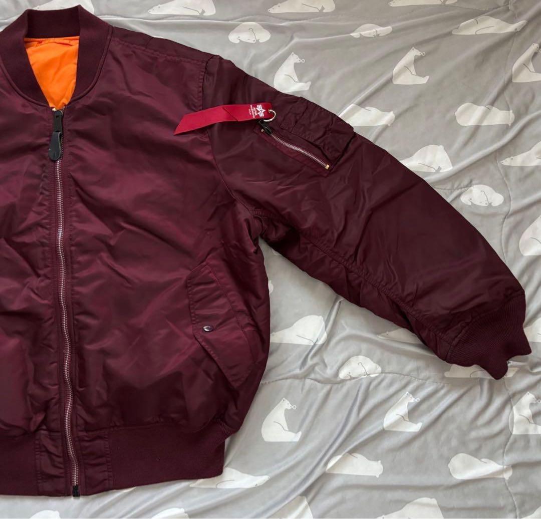 美品 希少ボルドー 希少3L ALPHA INDUSTRIES MA-1 レッド