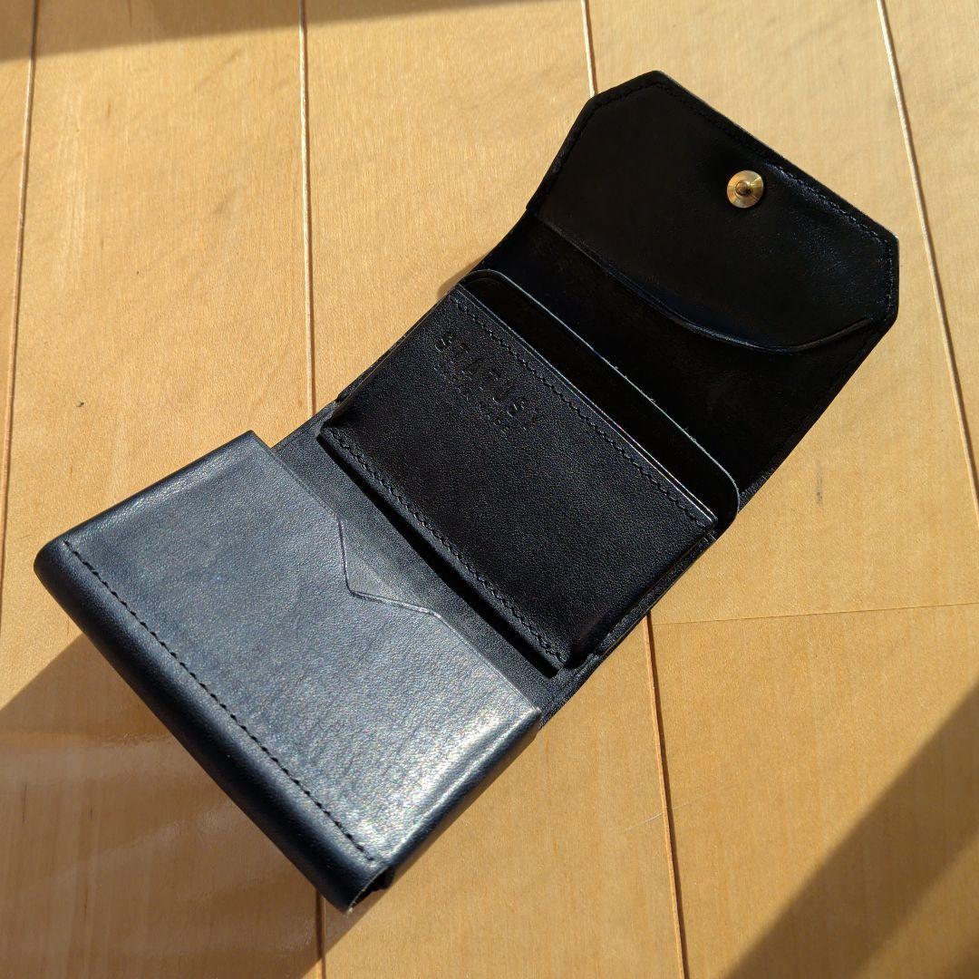 ステータシー　イルモード ミニ コンパクト3つ折り財布 ミニ財布 ネイビー 本革