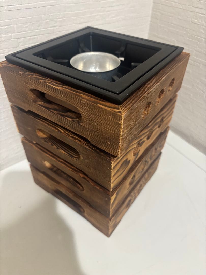 84.民芸調 1人用卓上コンロ台 計4個セット キャンプ　アウトドア等