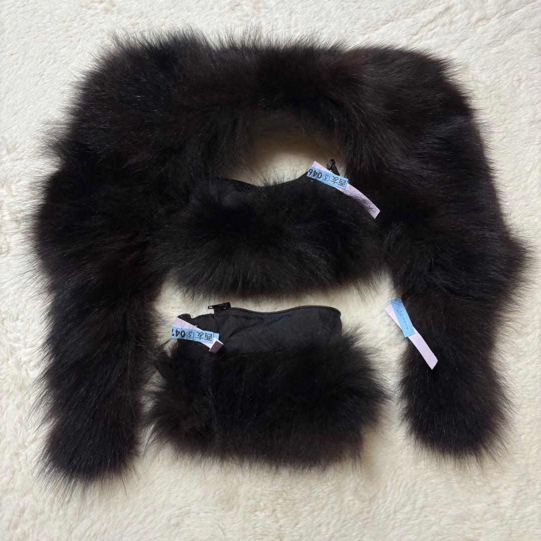 シルク100%✨フォックスリアルファーキルティングロングコート女優襟黒3way