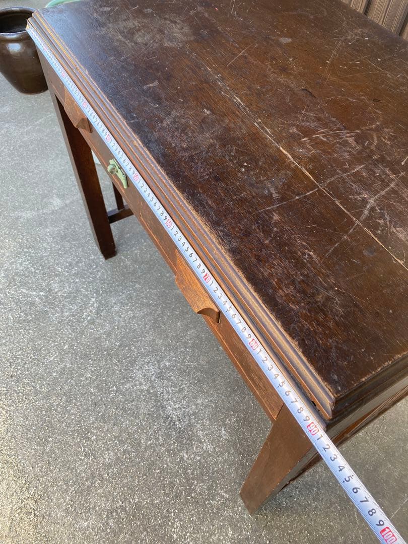 木製デスク　アンティーク　レトロ　古家具　引き出し　テーブル　古道具　平机