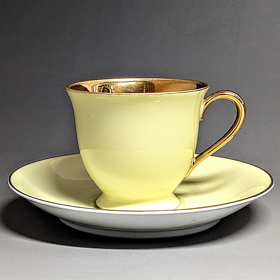 オールドノリタケ 金彩ハーレクインキャビネットカップ&ソーサー マルキ印薄黄色