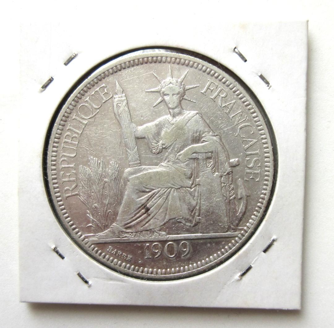 値*ダ様 フランス領インドシナ ピアストル銀貨 1909年
