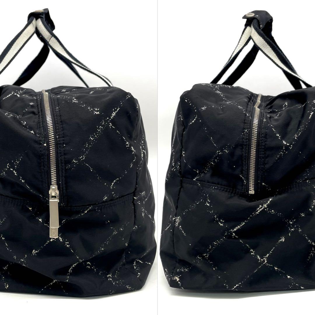 シャネル 旧トラベルライン ボストンバッグ トラベル 大容量 ナイロン ブラック