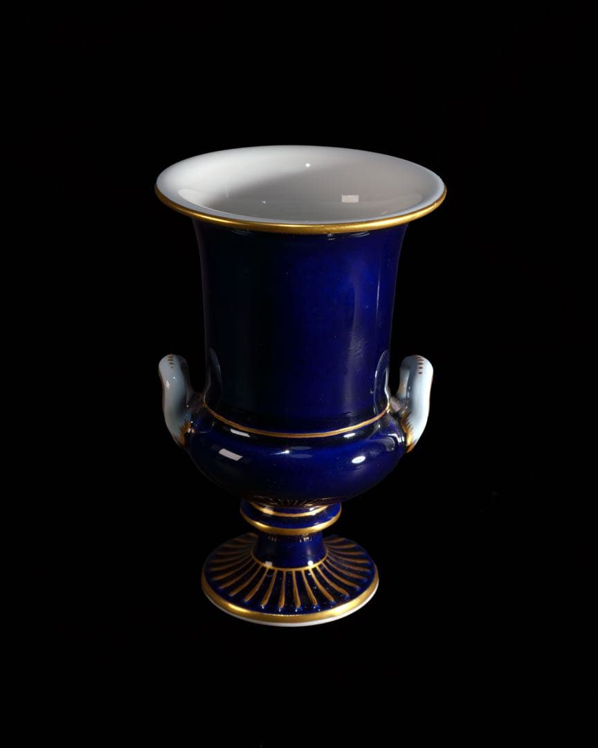 マイセン　コバルトブルー　ペインティング　ベース　花瓶