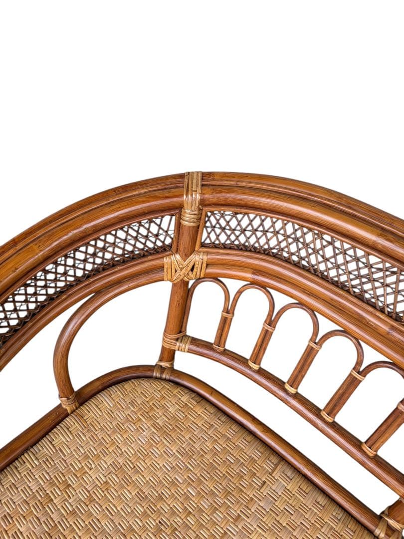 【美品】ラタンソファ 二人掛け チェア 藤製 アンティーク