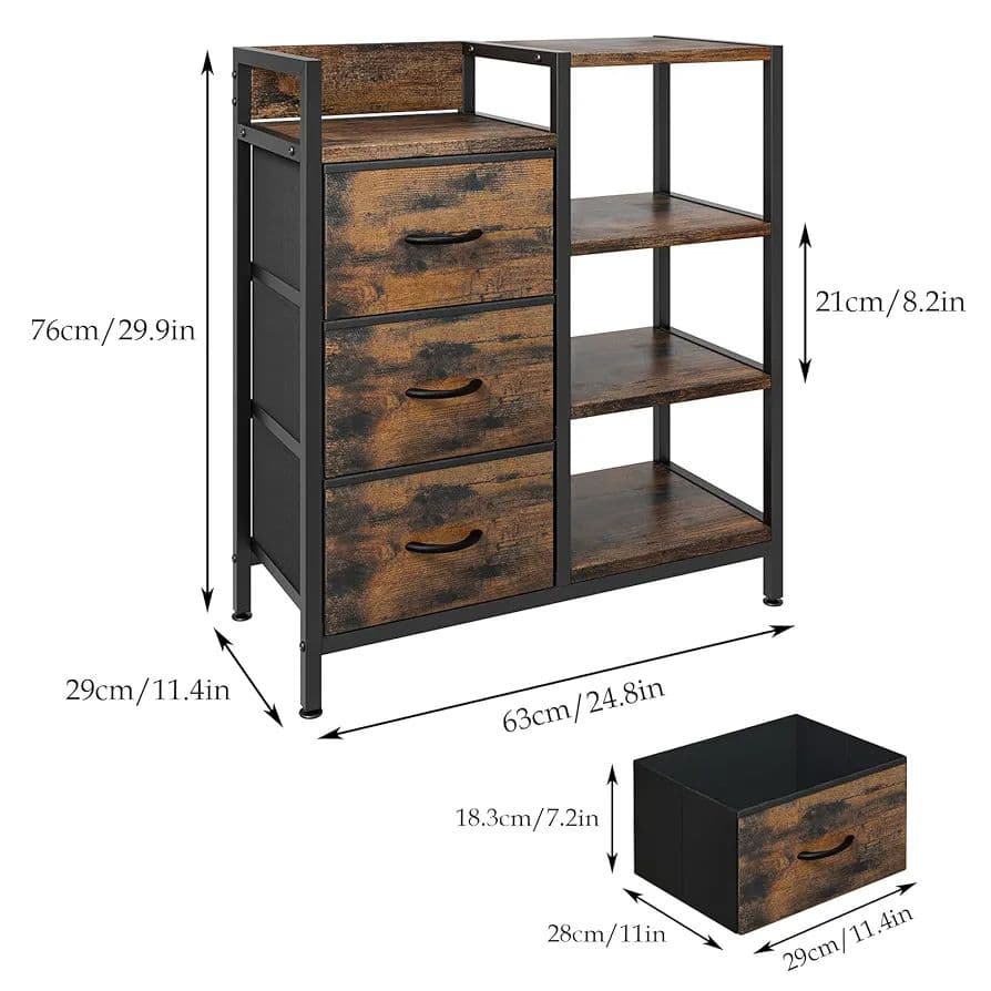 PASRLD タンス 4段棚つき チェスト キャビネット 収納