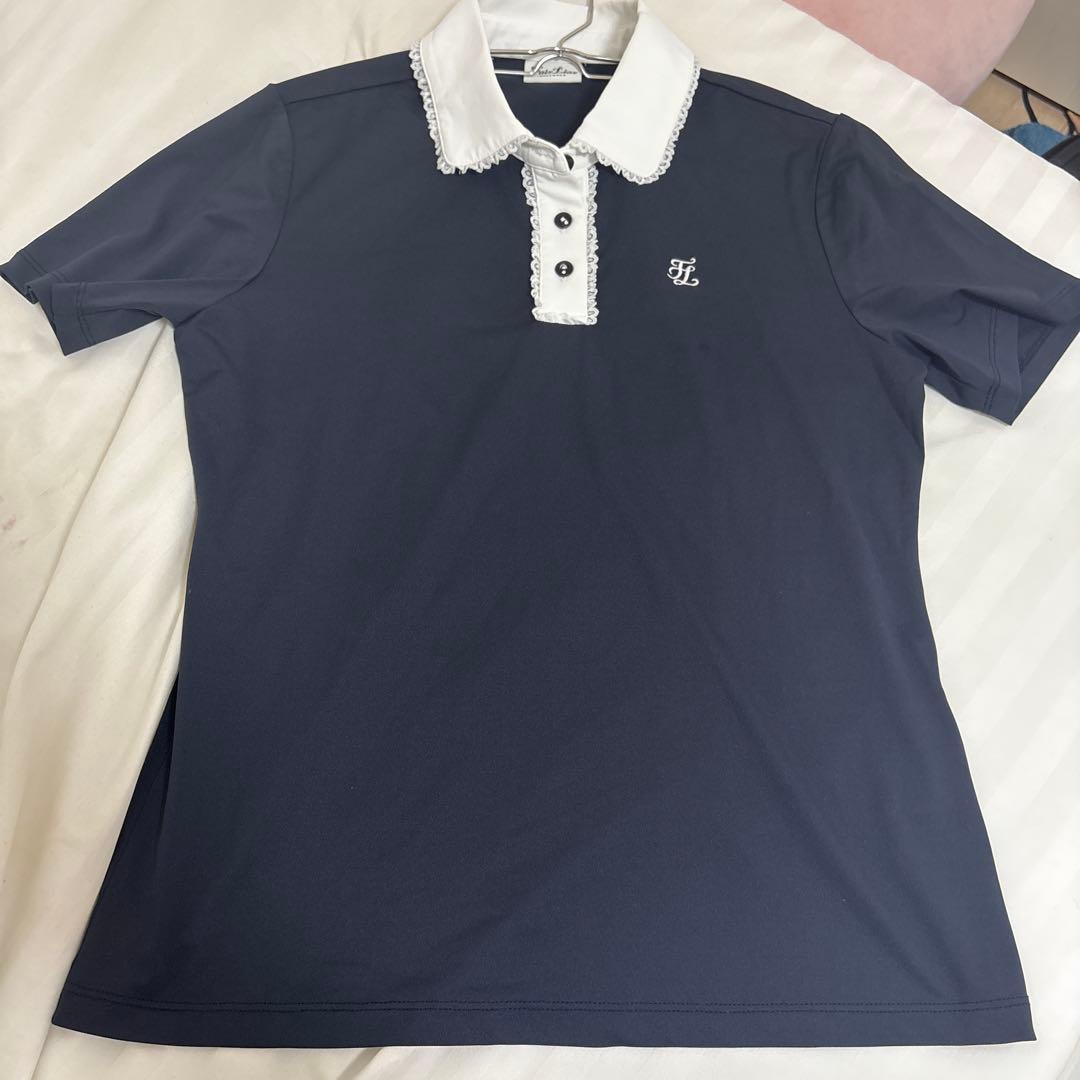 フェアライアー FAIRLIARネイビー レース襟 ゴルフシャツ ゴルフウェア