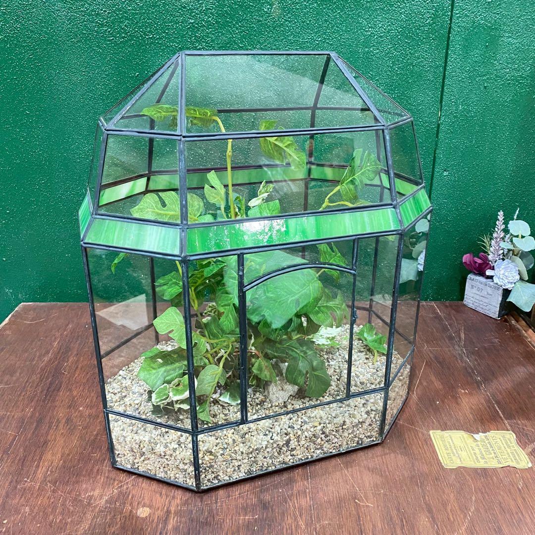 テラリウム ワーディアンケース ステンドグラス 八角形 インテリア 置物 風水