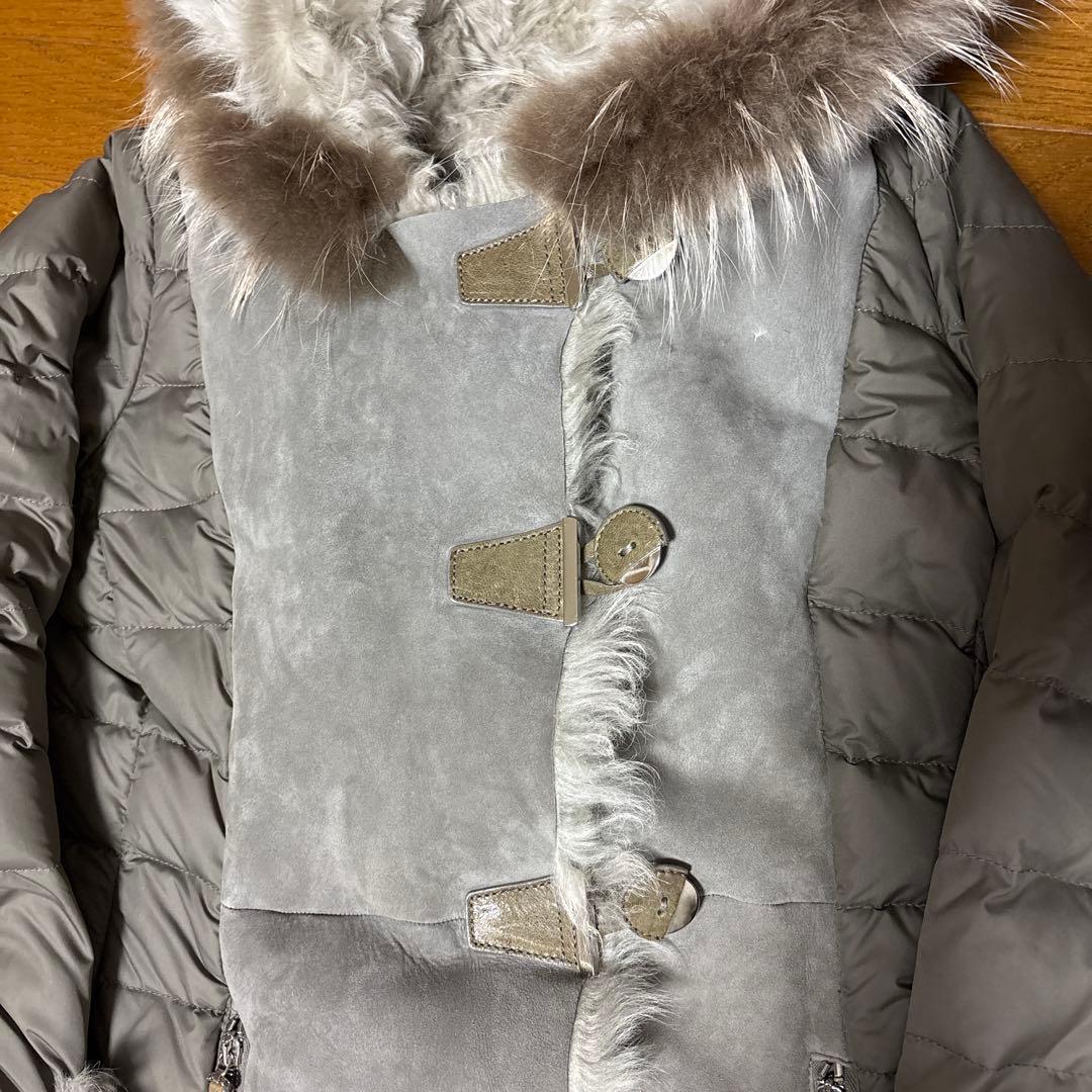 AFG1972　イタリア製　ダウンジャケット　ロング　リアルファー　大きいサイズ