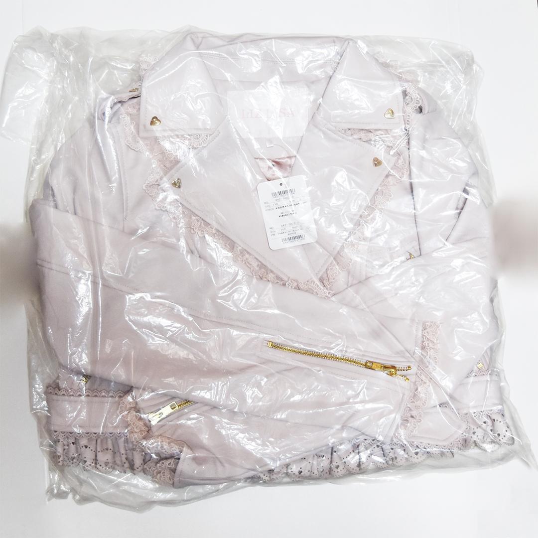 LIZLISA ダブルリボンエコレザーライダースジャケット ピンク リズリサ