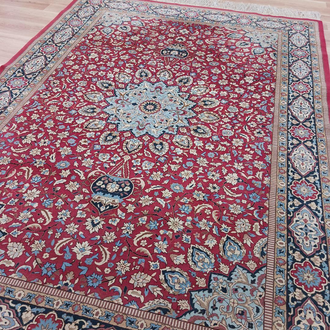 Y3055 最高級中国緞通 ウール×シルク 特大 大判217×301㎝