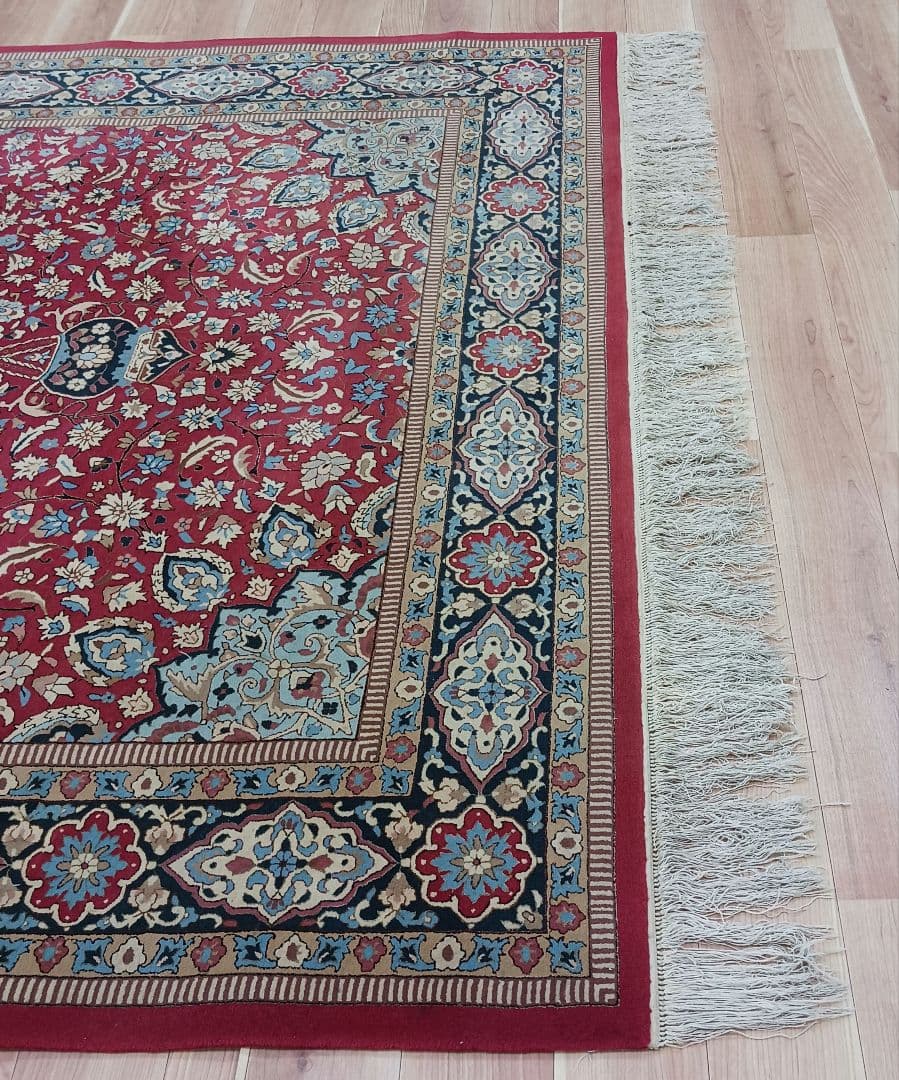 Y3055 最高級中国緞通 ウール×シルク 特大 大判217×301㎝