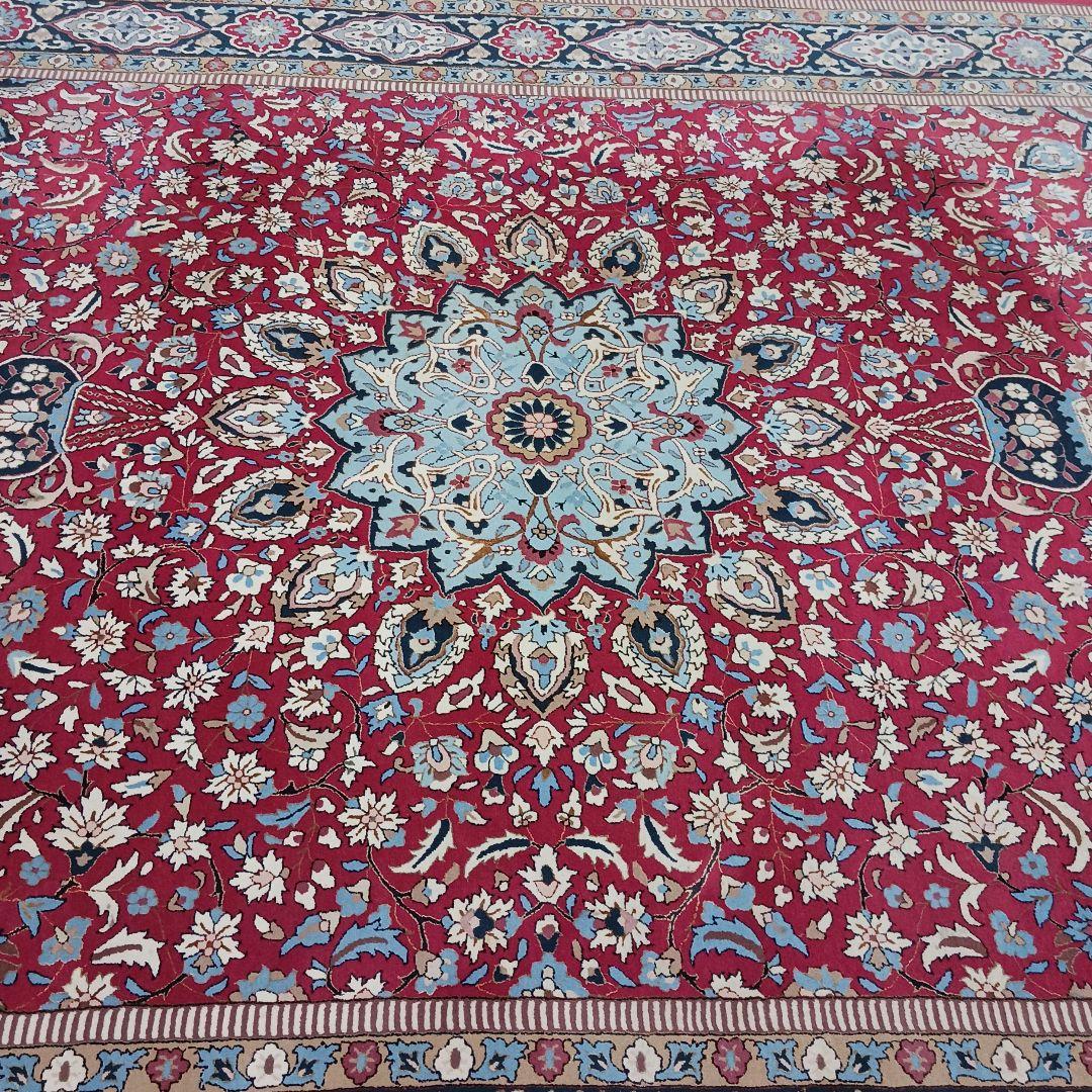 Y3055 最高級中国緞通 ウール×シルク 特大 大判217×301㎝