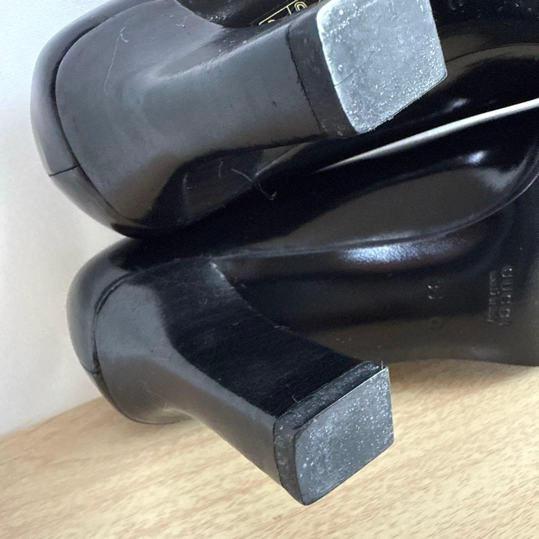 【美品】GUCCI グッチ　パンプス　Gロゴ　エナメル　スクエア　ブラック