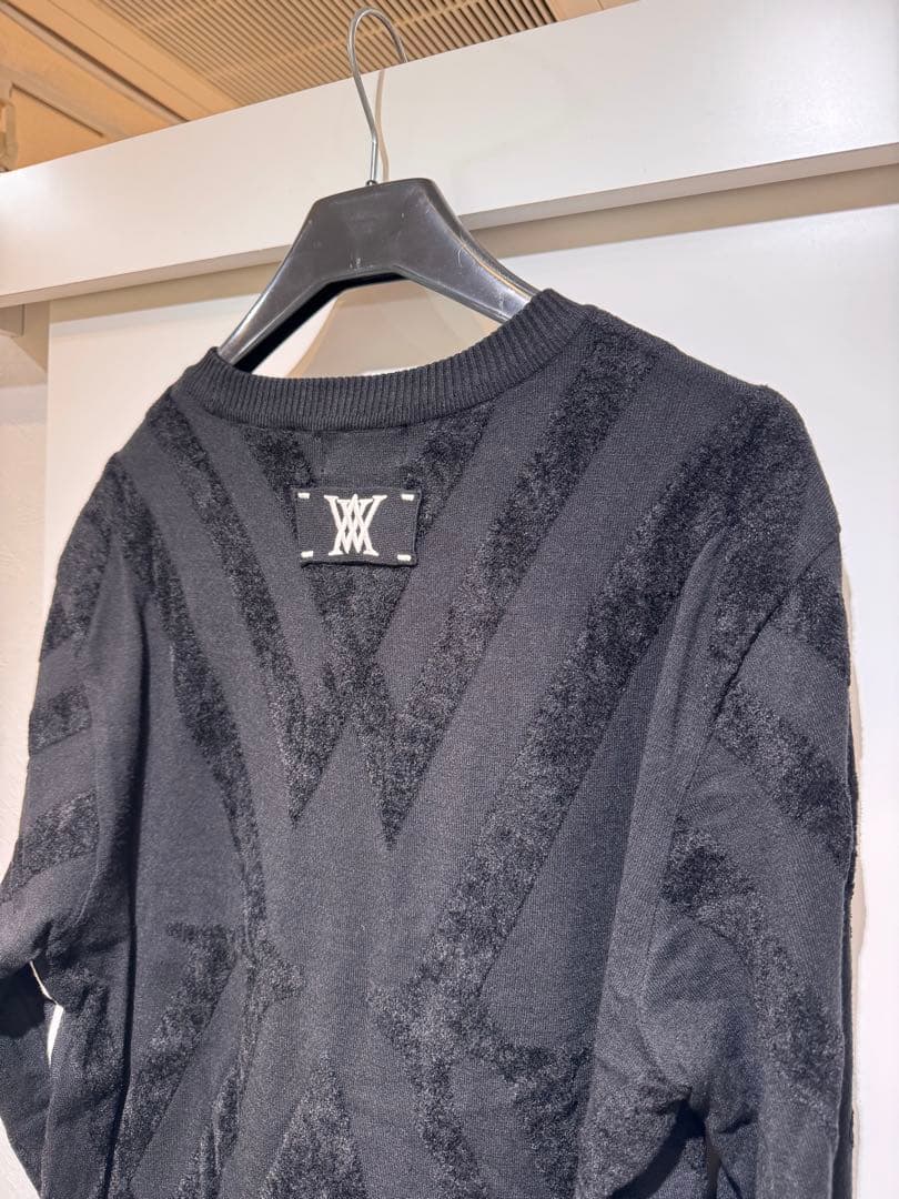 美USED ANEW GOLF メンズ ロゴ起毛デザインニット アニューゴルフ