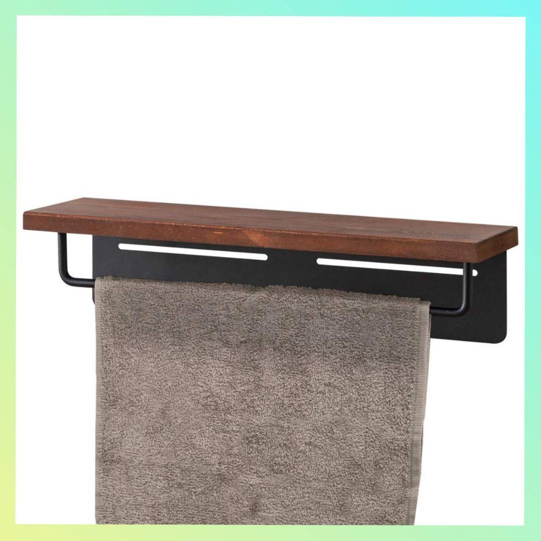 タオルハンガー 棚 パイン材天然木 小物置き 掛け 取り付け簡単