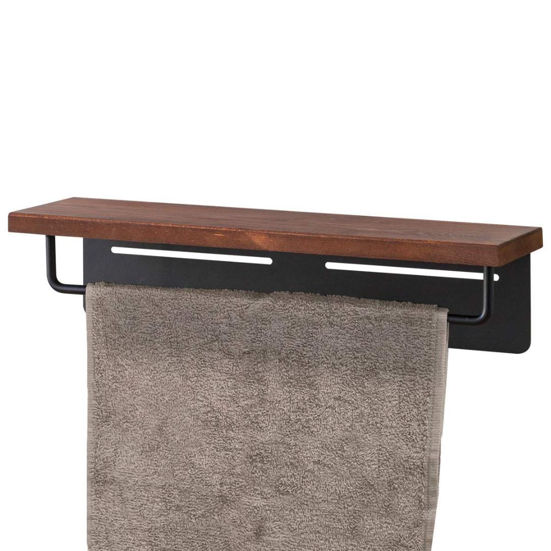 タオルハンガー 棚 パイン材天然木 小物置き 掛け 取り付け簡単