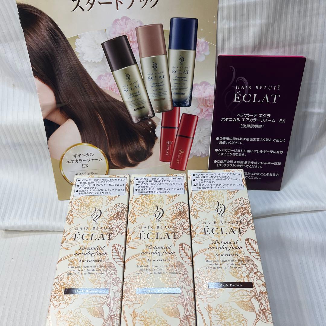 ヘアボーテ　エクラボタニカルヘアカラーフォームEXダークブラウン3本