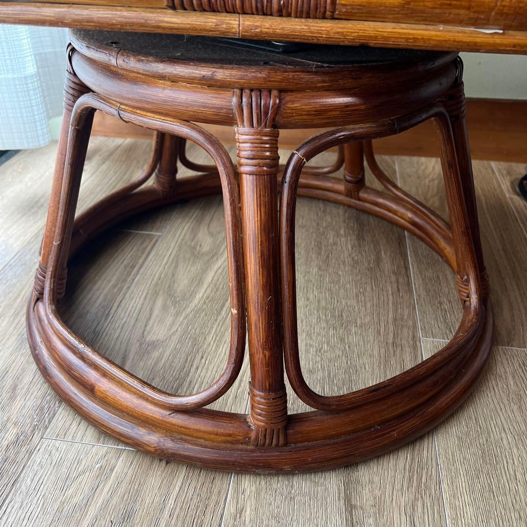 送料無料　ラタン回転式チェア 籐 クッション付 インドネシア産 アンティーク