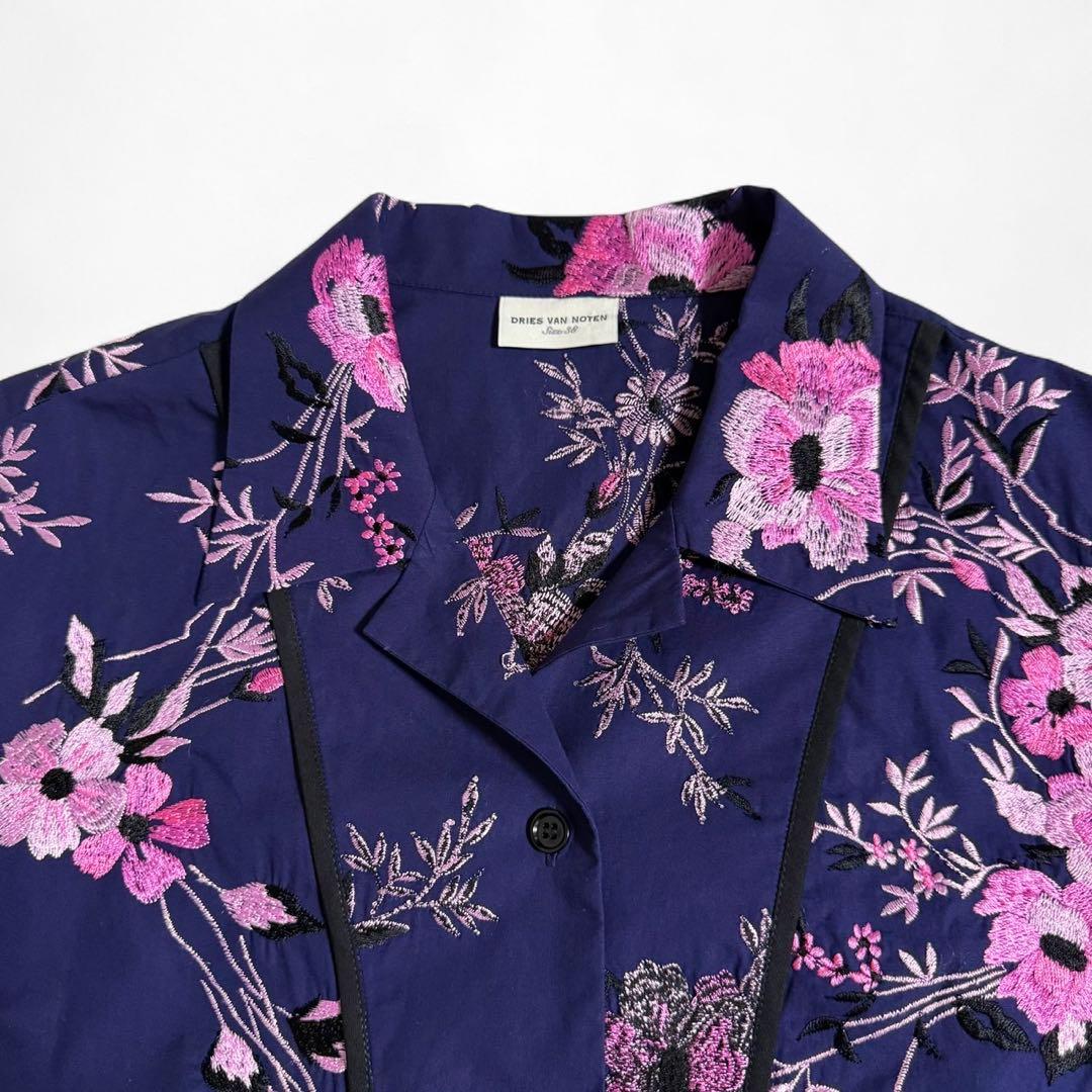 DRIES VAN NOTEN 花柄 刺繍 開襟 半袖シャツ