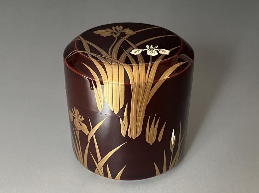 堀内宗完書付　菖蒲蒔絵　雪吹　宗尹作　茶道具　薄茶器　表千家