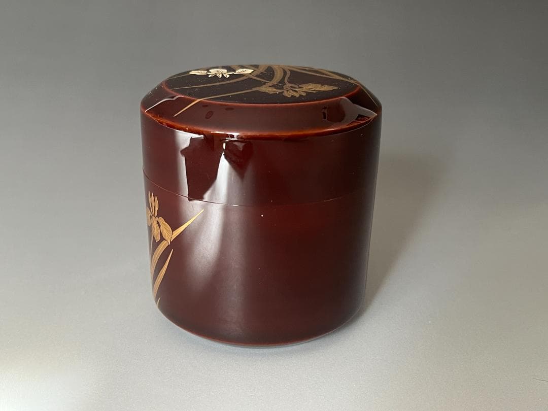 堀内宗完書付　菖蒲蒔絵　雪吹　宗尹作　茶道具　薄茶器　表千家