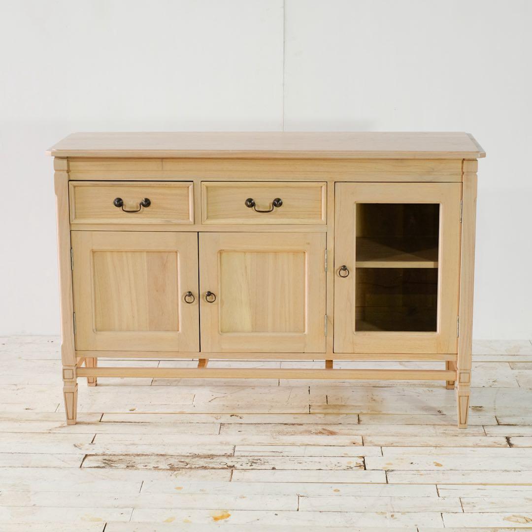 新品 ローキャビネット 収納棚 ナチュラル カントリー 北欧 ミンディ材 天然木