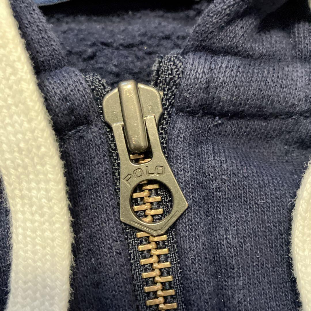 POLO ポロ ラルフローレン ポニー刺繍 ジップアップパーカー ネイビー L