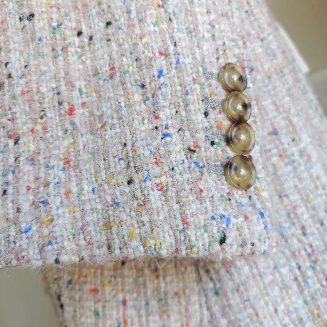 ピンクハウス ベージュミックスツイードピコフリルドレスコート