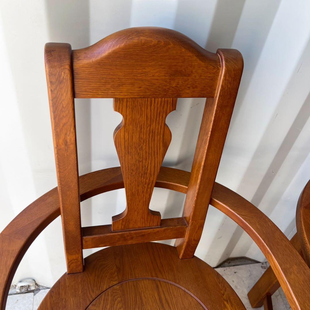 取付無料！Dr.コパ 銀座 風水 馬蹄椅子 天然木ナラ材肘掛け付きチェア2脚✨