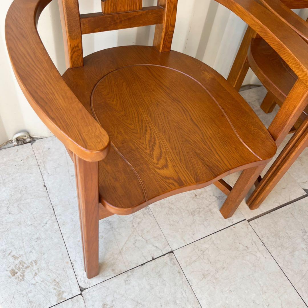 取付無料！Dr.コパ 銀座 風水 馬蹄椅子 天然木ナラ材肘掛け付きチェア2脚✨
