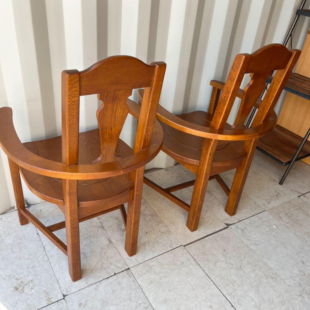 取付無料！Dr.コパ 銀座 風水 馬蹄椅子 天然木ナラ材肘掛け付きチェア2脚✨