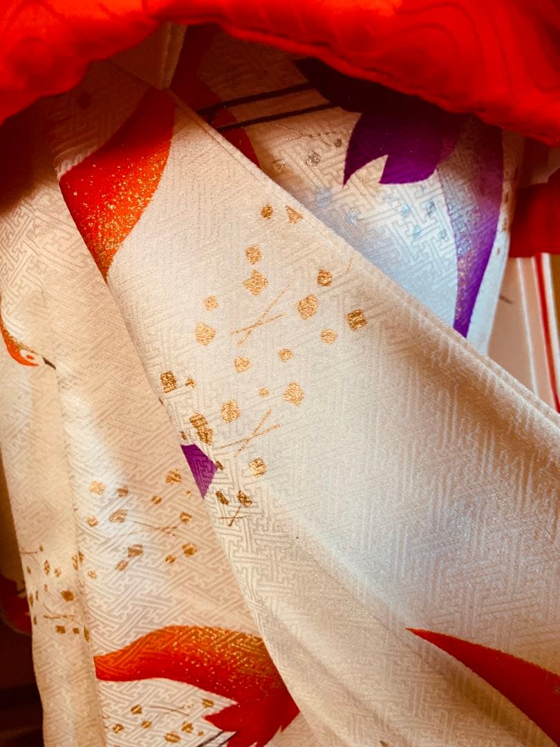 七五三　鶴舞う三歳のお着物コーディネート　お被布セット　結婚式にも