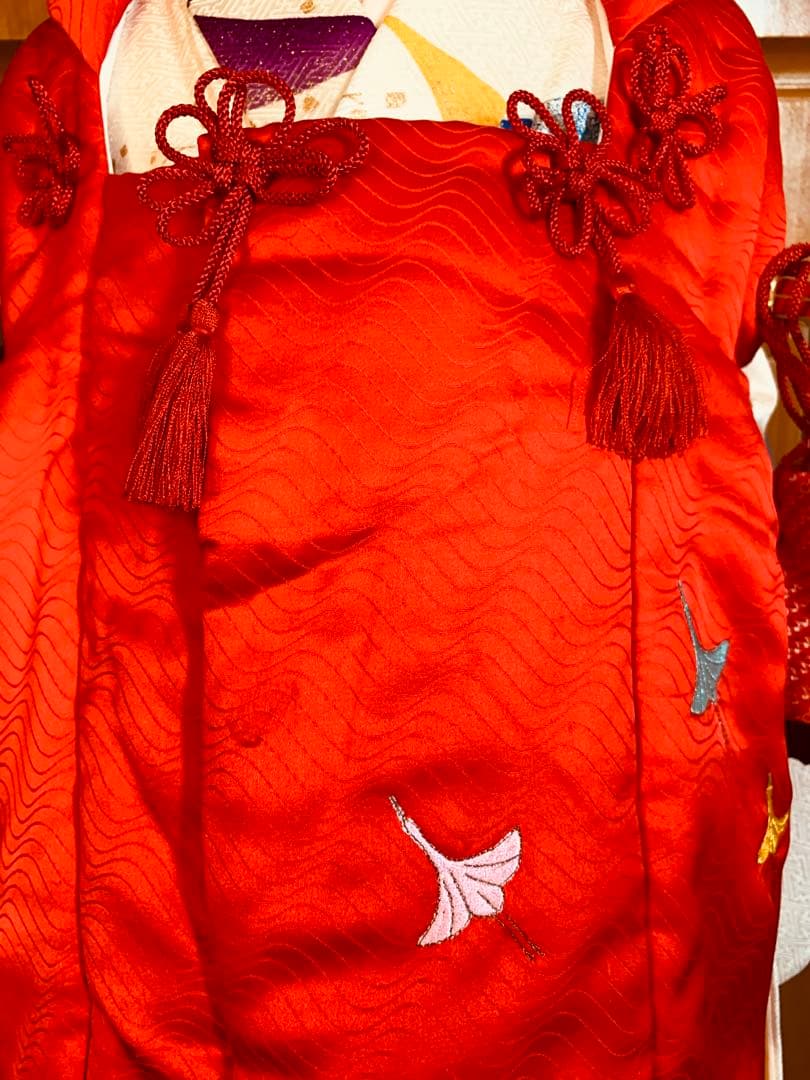 七五三　鶴舞う三歳のお着物コーディネート　お被布セット　結婚式にも