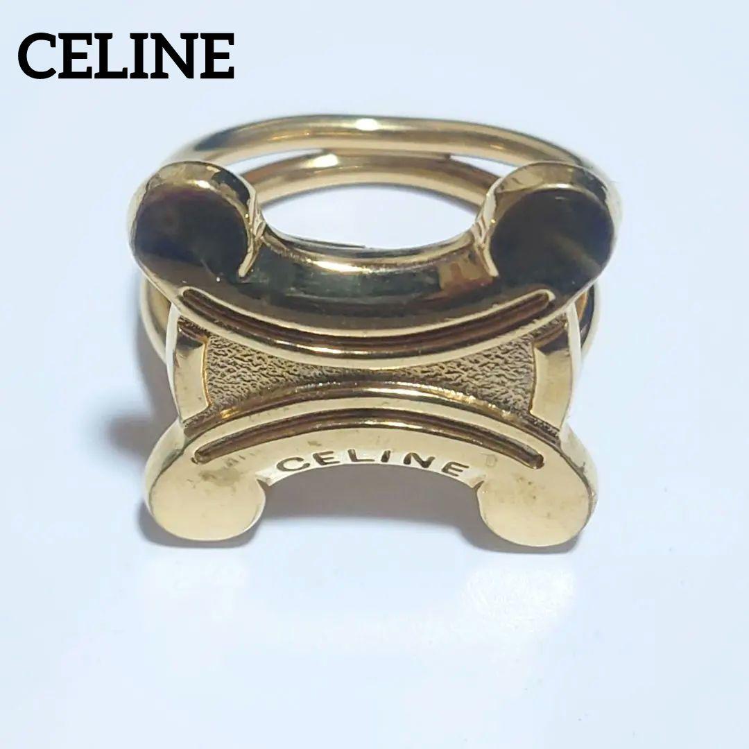 極美品 セリーヌ スカーフリング トリオンフ ゴールド HH1