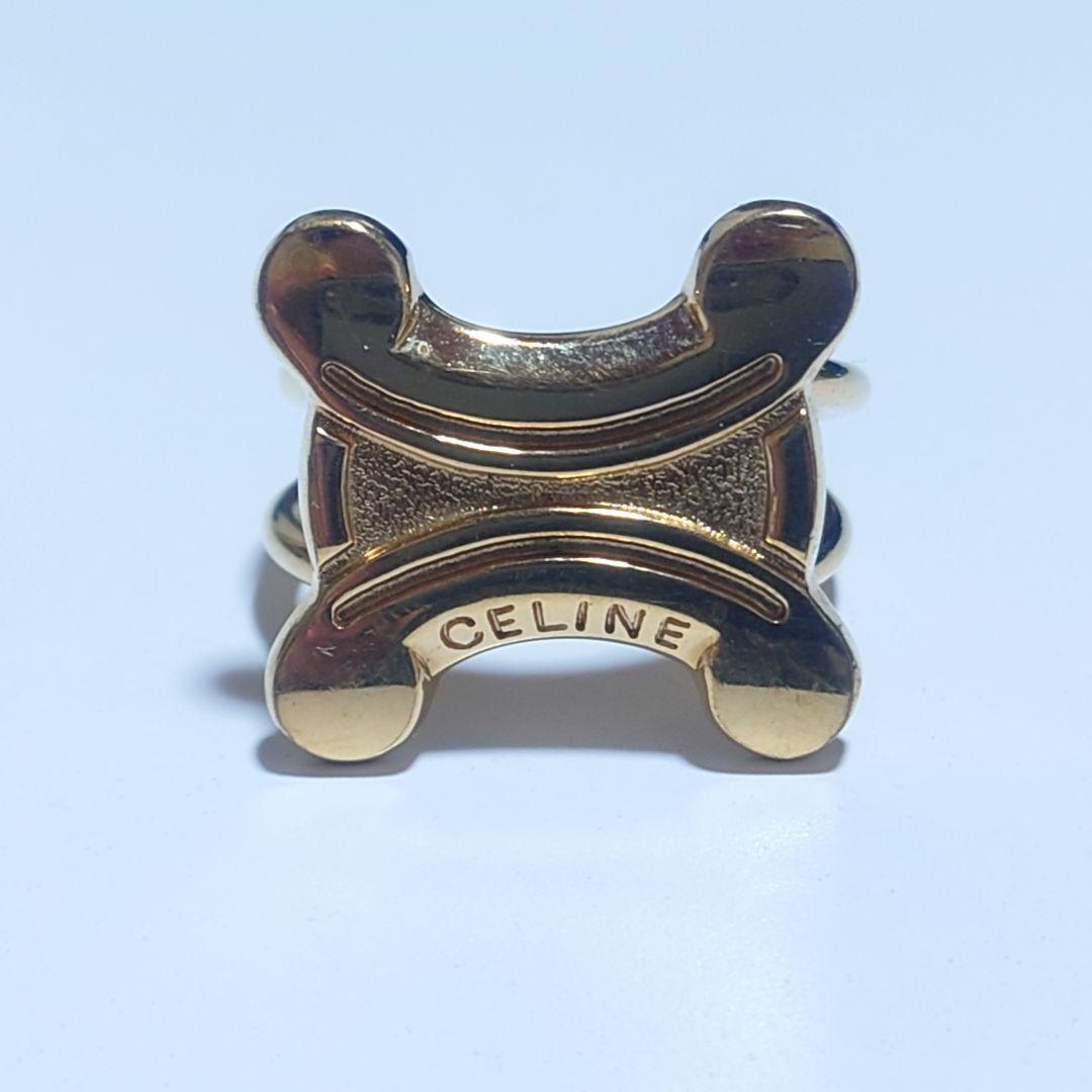 極美品 セリーヌ スカーフリング トリオンフ ゴールド HH1