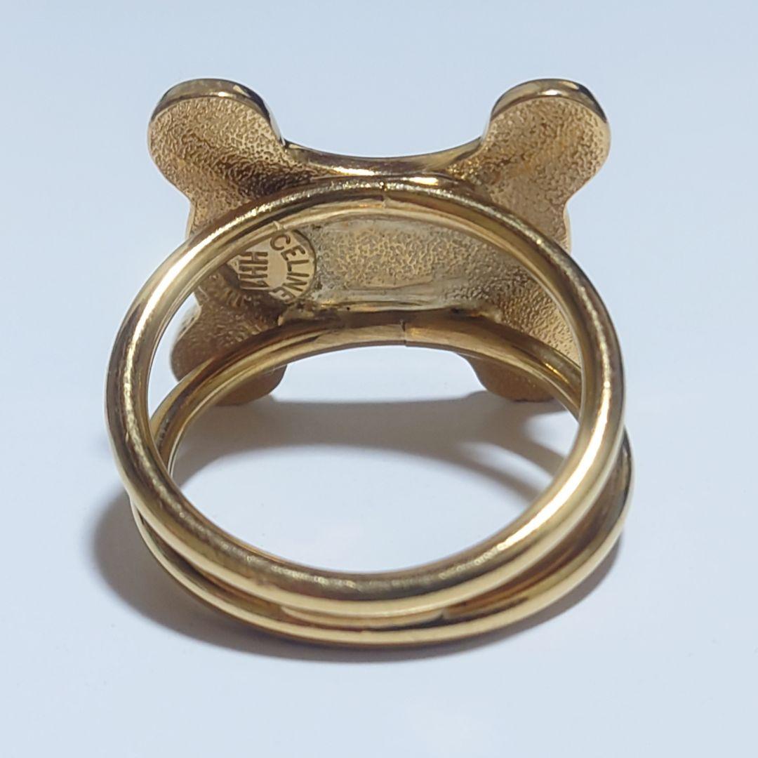 極美品 セリーヌ スカーフリング トリオンフ ゴールド HH1