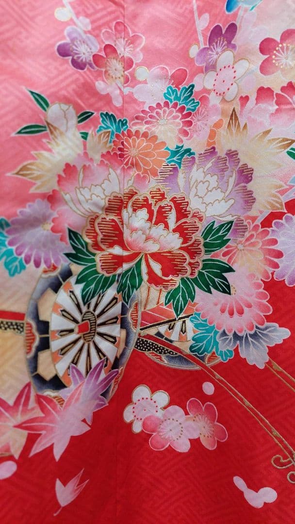 NA95アンティーク子供着物七五三正絹3歳用着丈99センチ裄丈46センチ