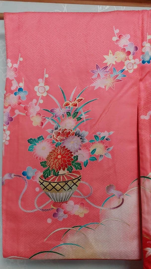 NA95アンティーク子供着物七五三正絹3歳用着丈99センチ裄丈46センチ