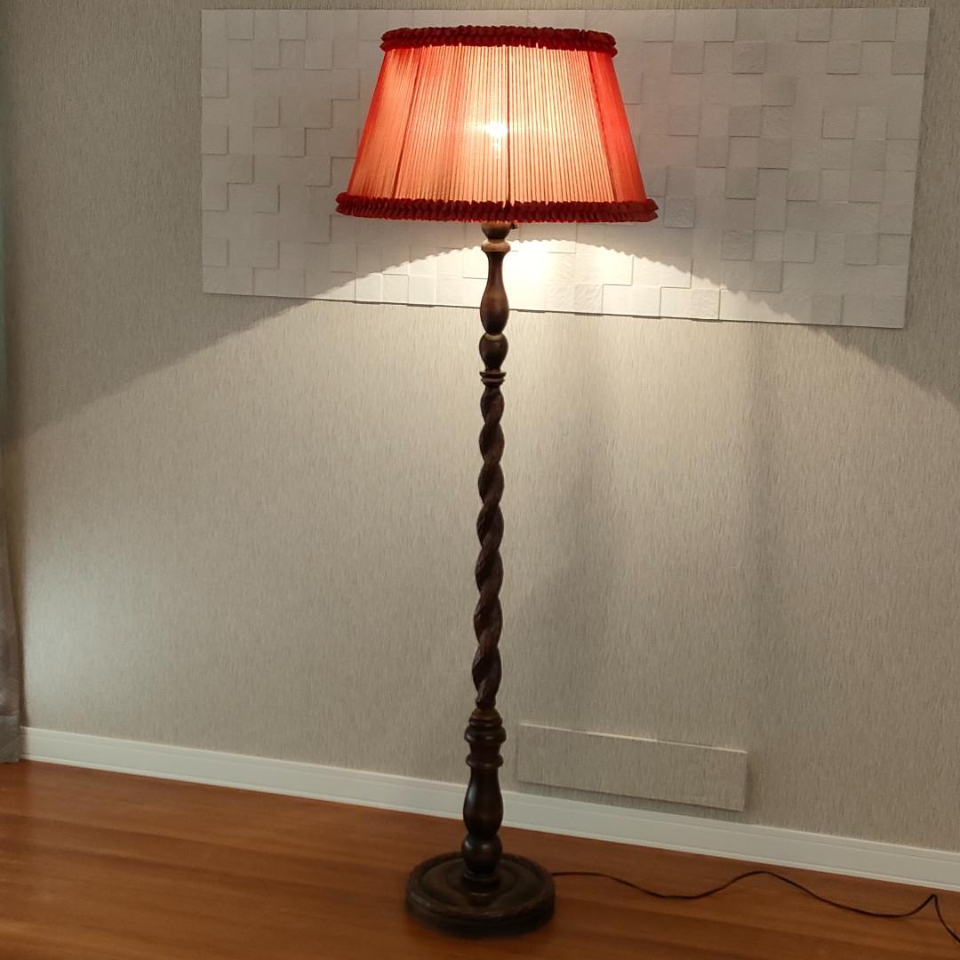 オールウッドベース　アンティーク　スタンドランプ　プリーツシェード