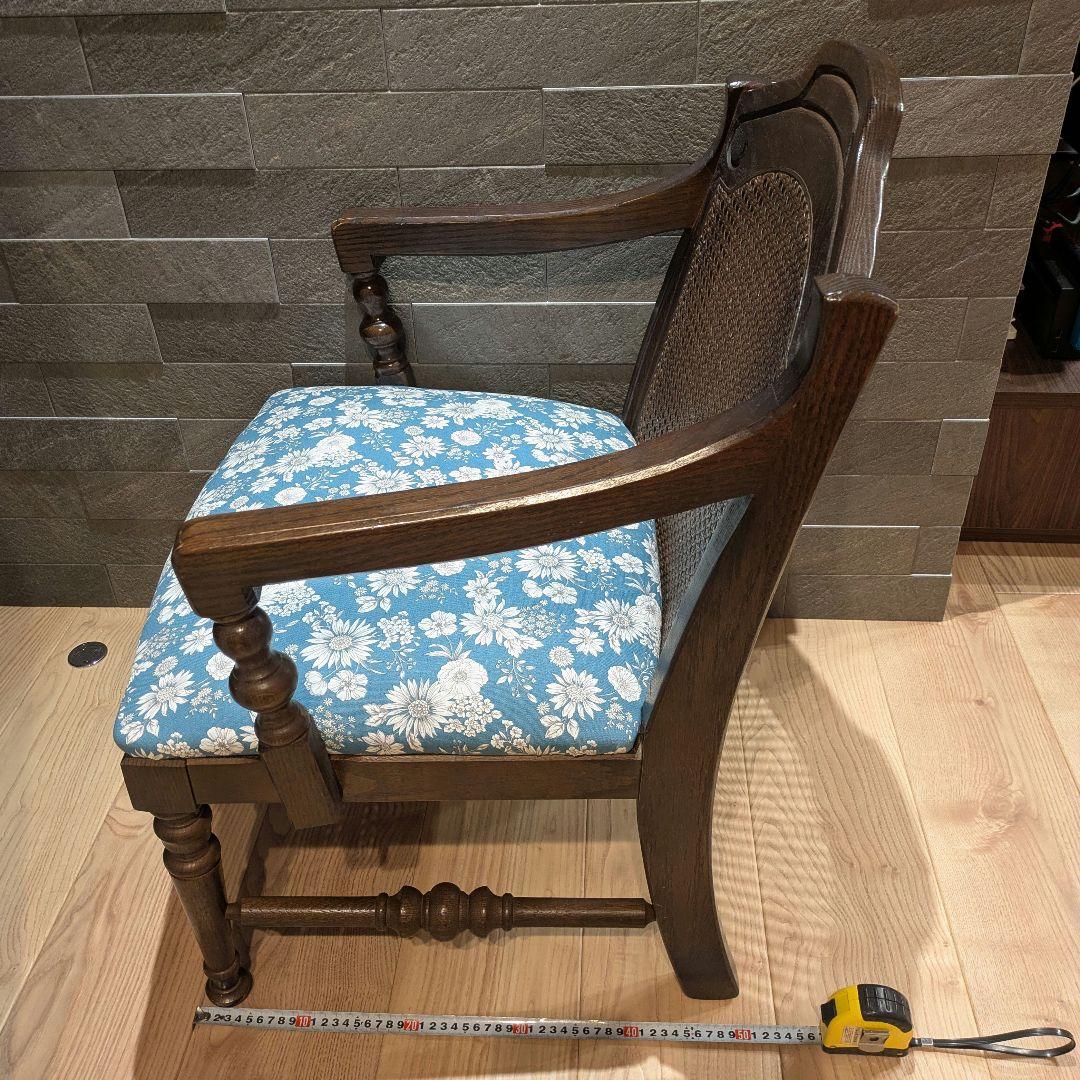 【KOSUGA】コスガ アームチェア 籐背 レトロ椅子 座面張替 ハンドメイド