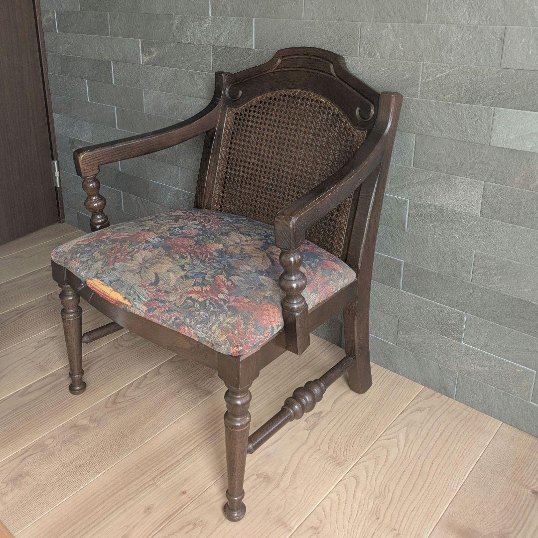 【KOSUGA】コスガ アームチェア 籐背 レトロ椅子 座面張替 ハンドメイド